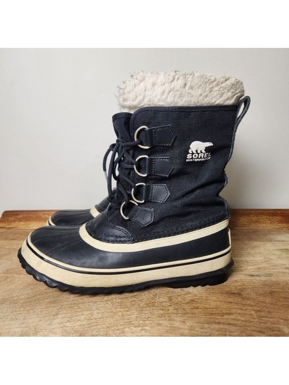 Sorel Winter Carnival Black & Cream Boots Womens Size 6 - Picture 4 of 9